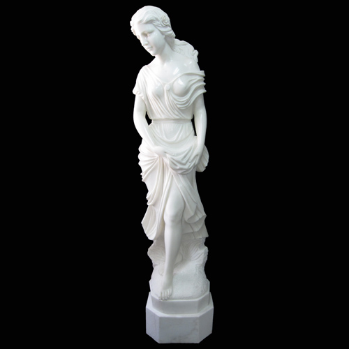 天然大理石彫刻　乙女の像　【商品番号：m-0019】