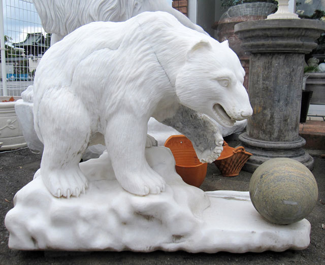 天然大理石彫刻 クマ 動物像 石像