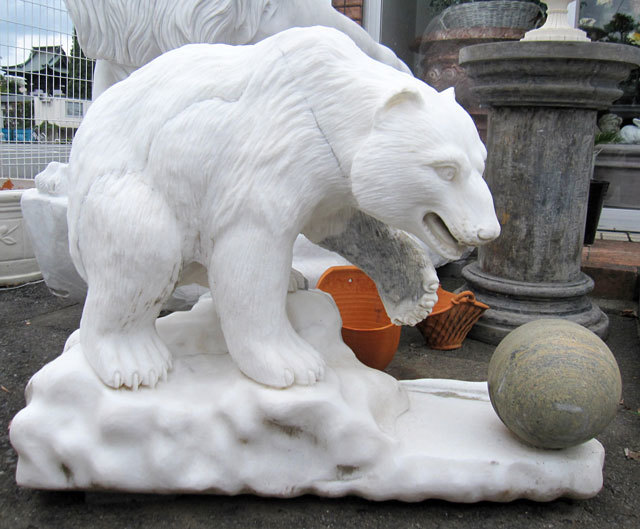 天然大理石彫刻 クマ 動物像 石像