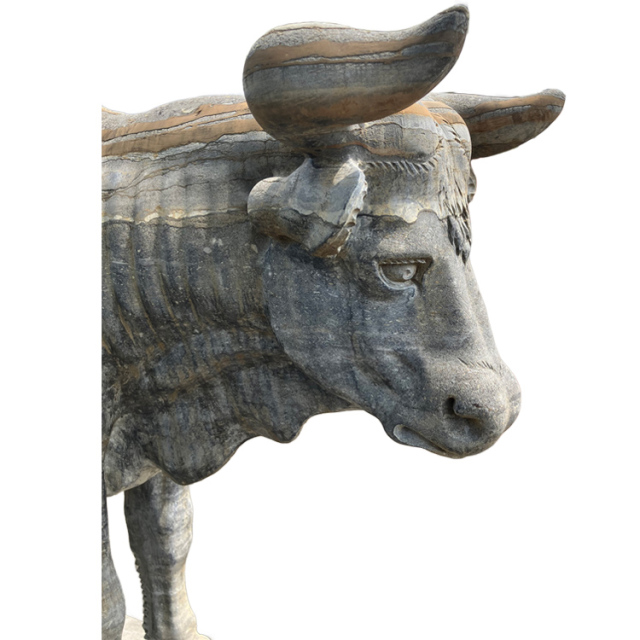 うし　牛　石彫　天然石　オブジェ　置物　インテリア　工芸品　美術品　A1534 楽天市場】一点もの 店舗展示品 黒石 彫刻 牛 ウシ うし H75cm W110cm