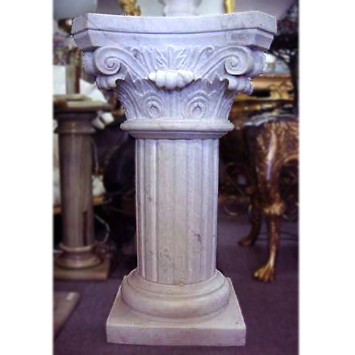 天然大理石アカンサス台座（ホワイト）　【商品番号：m-0088】