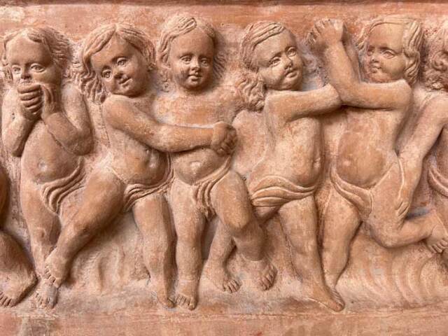 イタリア製 テラコッタ レリーフ 子供のパネル ART805 高さ36cm 幅1m