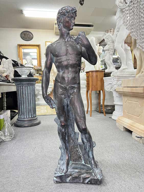 イタリア製 人物像 ダヴィデ ブロンズ仕上げ 高さ約85cm 展示品 現品限り 人造石像 【展示品特別セール】