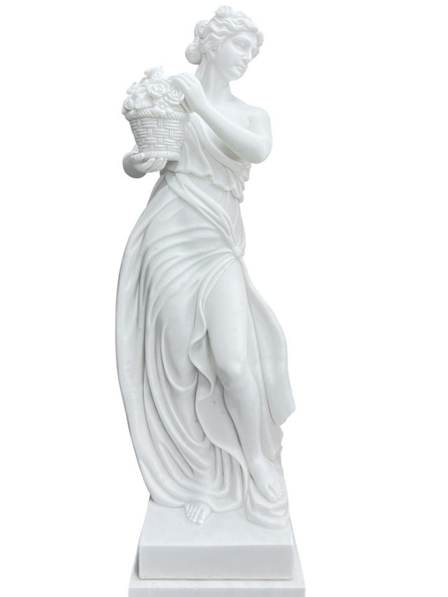 天然大理石彫刻 花かごを持つヴィーナス（春）｜女性像・ヴィーナス像