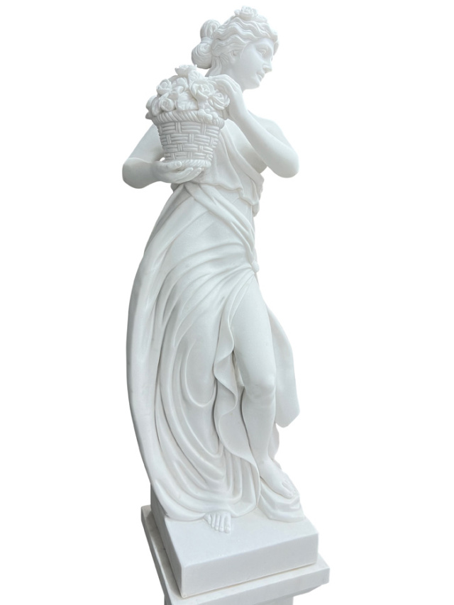 天然大理石彫刻 花かごを持つヴィーナス（春）｜女性像・ヴィーナス像