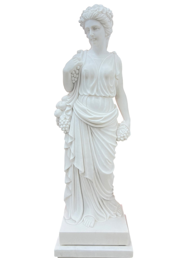 大理石の彫刻 約30cm 天然大理石彫刻 季節の乙女（秋） 【商品番号：m-hat088-2405】 の販売