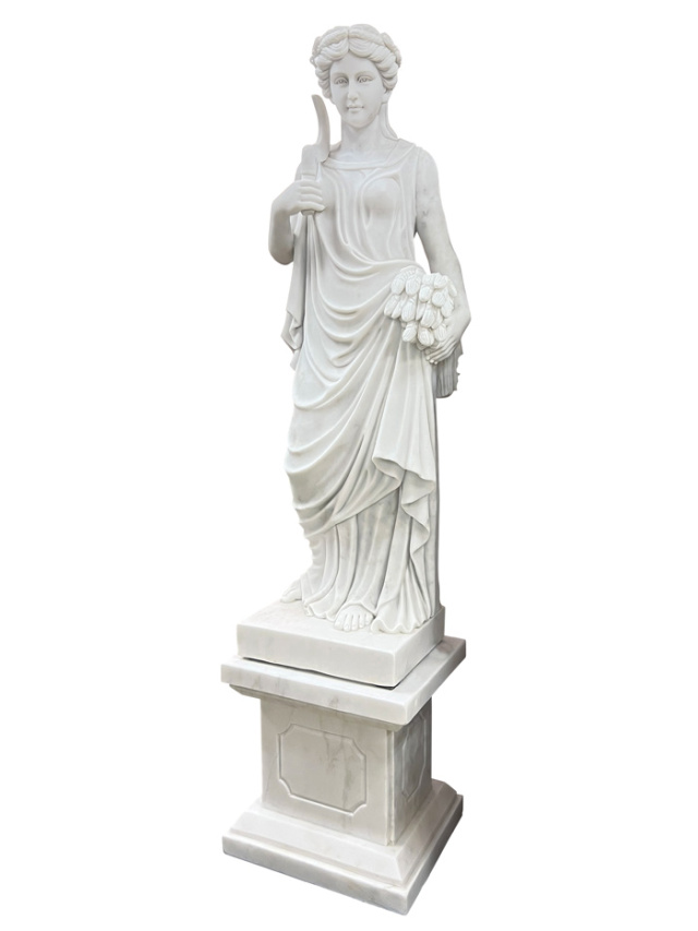 天然鈺石彫刻⋯⋯ 天然大理石彫刻 季節の乙女（春） 【商品番号：m-hat089-2405】 の販売