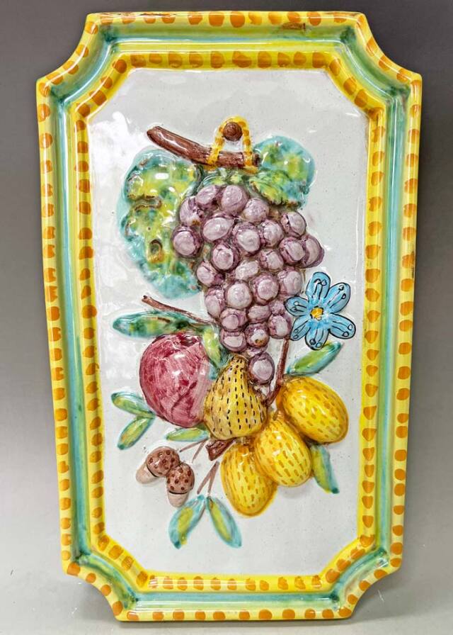 イタリア製 テラコッタ クラシックパネル フルーツのレリーフB 22.5cm×38cm 倉庫保管品 アウトレット 【展示品特別セール】
