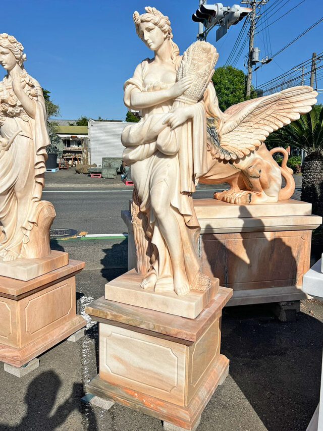 天然大理石彫刻 豊作のヴィーナス（秋） ピンク大理石｜希少ピンク