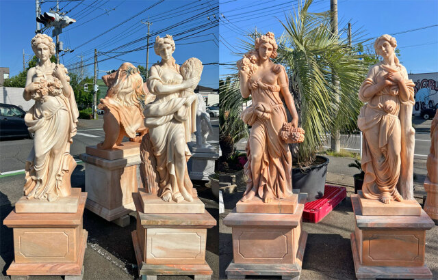 大特価！石製果樹彫刻 赤と緑 高さ約68センチ 天然大理石彫刻 収穫のヴィーナス（秋） 【商品番号：m-hat096-2405