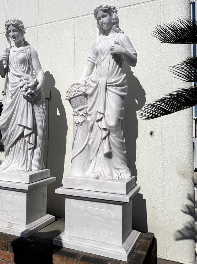 天然大理石彫刻 季節の乙女（春） 【商品番号：m-hat089-2405】 の販売