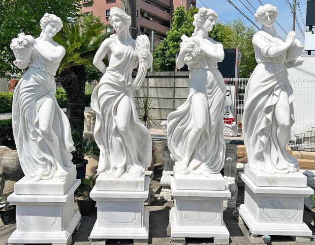 天然大理石彫刻 葡萄を抱えるヴィーナス（夏）｜女性像・ヴィーナス像
