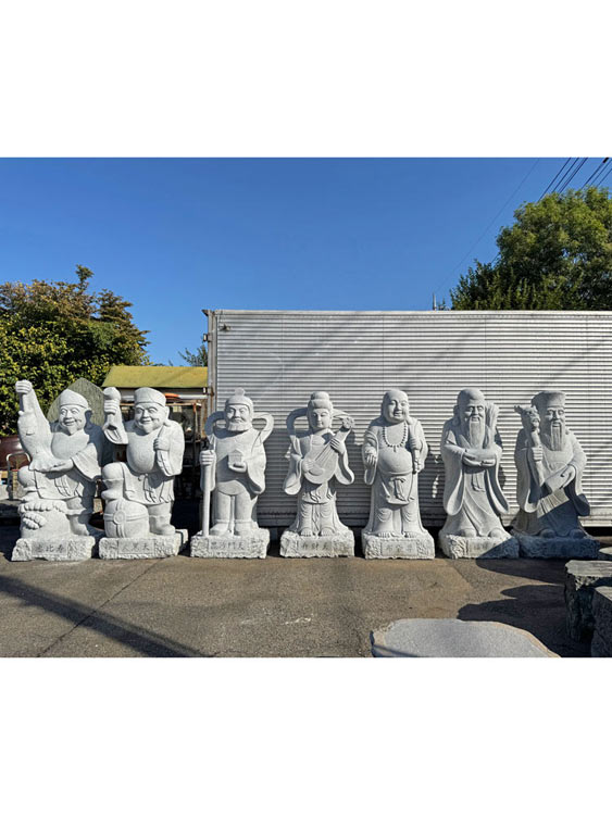 天然御影石彫刻 七福神像｜石像・福を呼ぶ彫刻セット｜ガーデンアート増樹