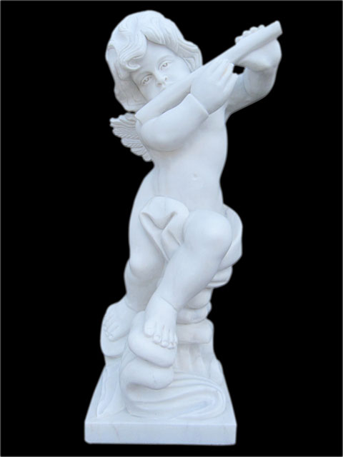 天使像 大理石 天使像 エンジェル像 （フルート） 石像 彫刻 子供像