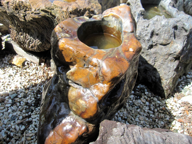 木化石 蹲 059 ツクバイ 手水鉢 水鉢 銘石 珪化木 幅75cm 庭石 景石