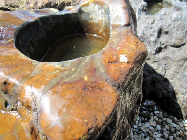木化石 蹲 059 ツクバイ 手水鉢 水鉢 銘石 珪化木 幅75cm 庭石 景石