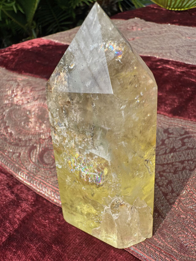 天然 シトリン 黄水晶 六角柱 ポイント 約200g 【商品番号：m-ci-01】