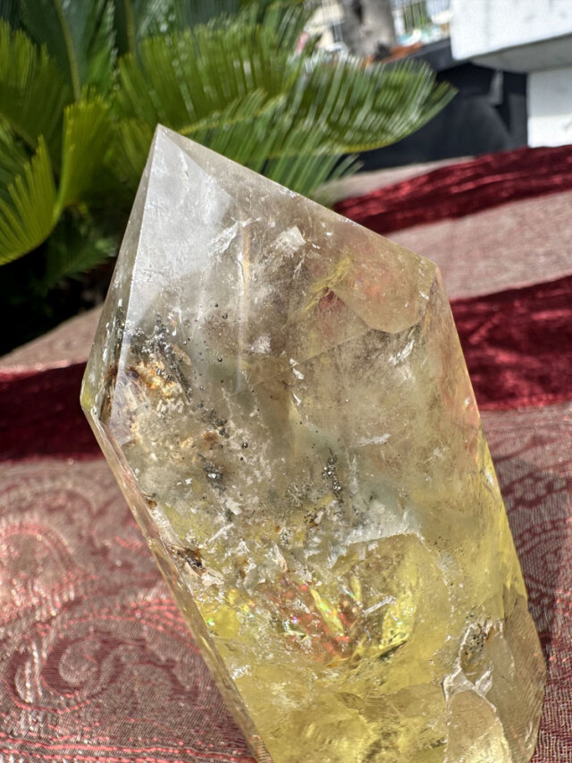 天然 シトリン 黄水晶 六角柱 ポイント 約200g 【商品番号：m-ci-01】