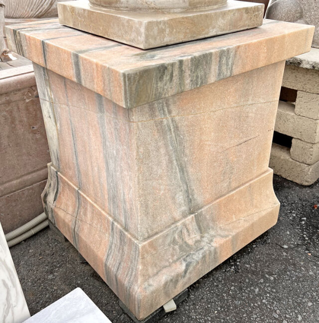 天然大理石製 ピンク大理石スクエア台座 D05｜角柱・飾り台｜ガーデン