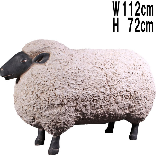 サフォーク種のモフモフしたヒツジ / Sheep Jumbo  FRPアートオブジェ 【商品番号：m-fr020408】