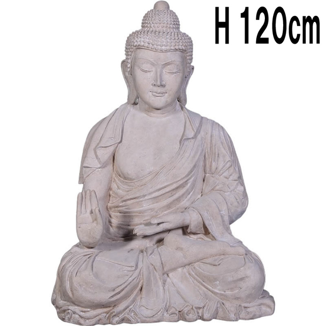 座る仏陀ブッダ像 ロマンストーン仕上げ / Enchanting Buddha - RS/Crate  FRPアートオブジェ 【商品番号：m-fr030710rs】