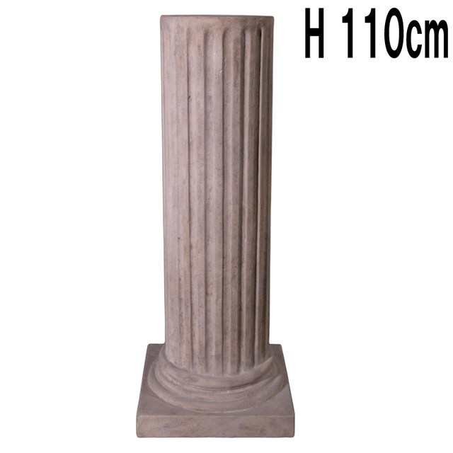 縦溝の円柱・ローマストーン仕上げ Fluted Pedestal Top  FRPアートオブジェ 【商品番号：m-fr060404】