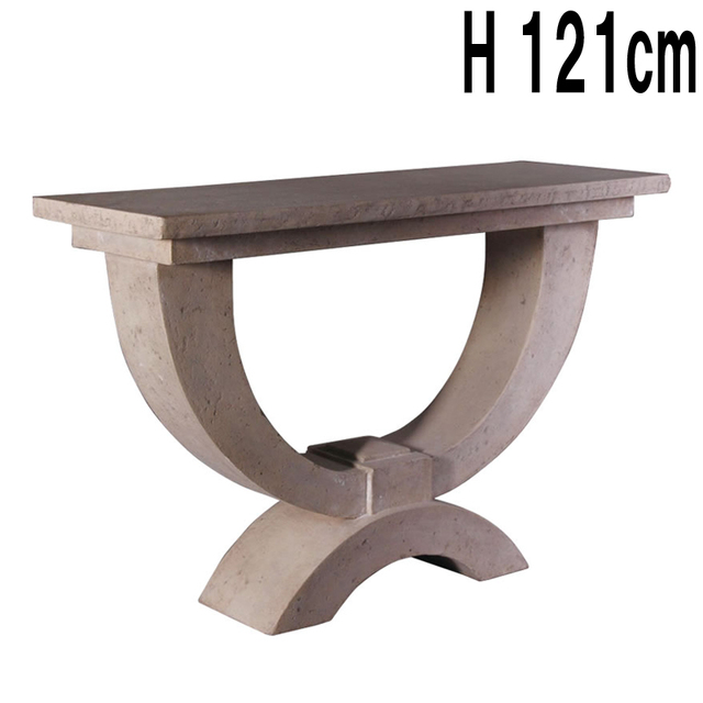 モダンなコンソールテーブル・ローマストーン仕上げ Moderno Console Table  FRPアートオブジェ 【商品番号：m-fr070603】