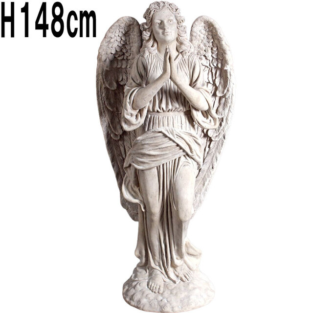 祈る天使ロマンストーン仕上げ / Praying Angel  FRPアートオブジェ 【商品番号：m-fr090055RS】