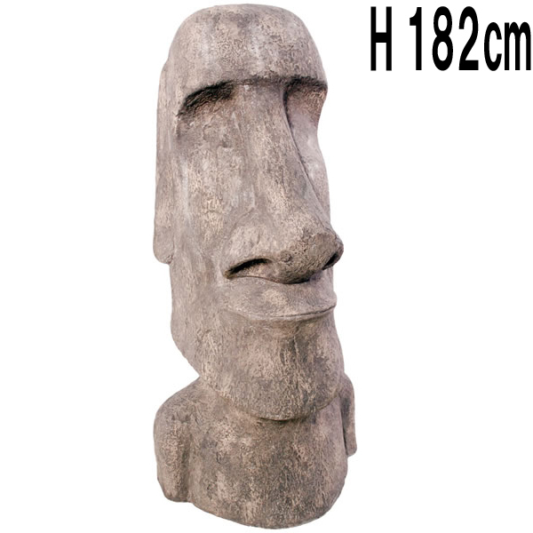 強化プラスチック製アート（オブジェ）　Easter Island Moai　イースター島のモアイ像 ストーン風　【商品番号：m-fr090076CS】