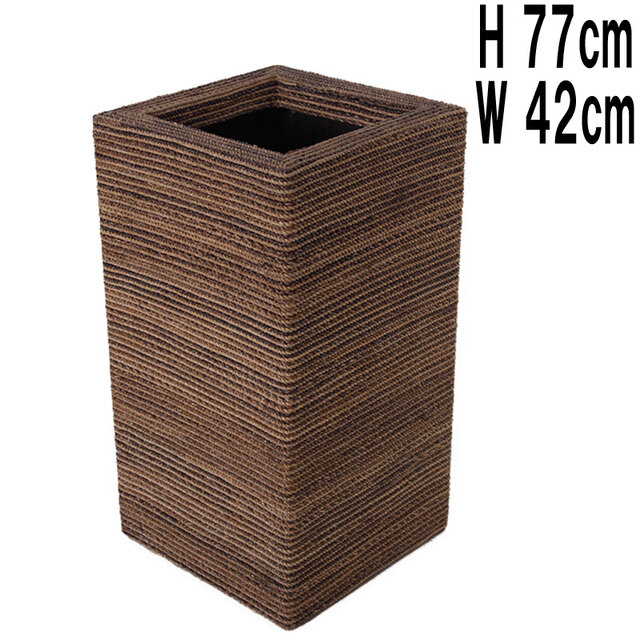 四角型プランター（縄編柄） / Square Planter 40x40x75 FRPアートオブジェ 【商品番号：m-fr10WE75】