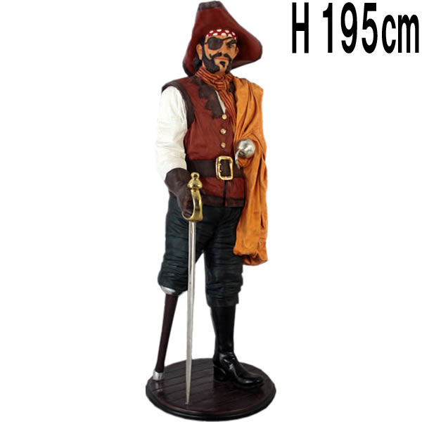義足の海賊 Captain Wooden Leg FRPアートオブジェ 【商品番号：m-fr110061】