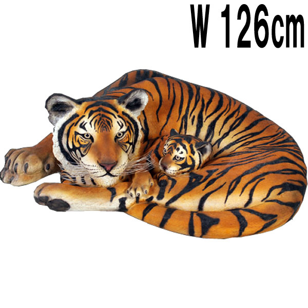 ベンガルタイガーの母子 / Tigress with Cub  FRPアートオブジェ 【商品番号：m-fr120011】