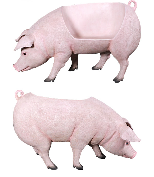 太った豚のベンチ Fat Pig Bench FRPアートオブジェ【商品番号：m