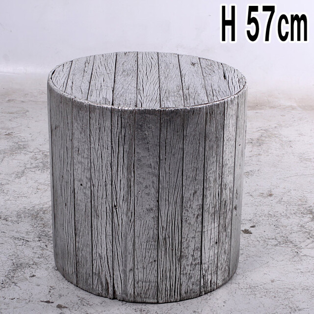 サイドテーブル（シルバー） / Side Table - Remnants 22 dia x 22 H  FRPアートオブジェ 【商品番号：m-fr140050SL】