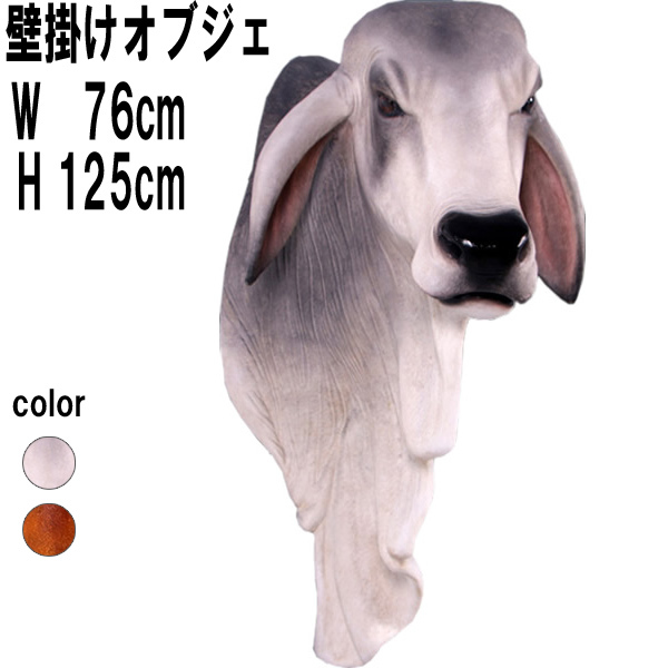 バラモン牛の頭部/壁掛け・グレー / Brahman Shoulder Mount  FRPアートオブジェ 【商品番号：m-fr150383Gray】