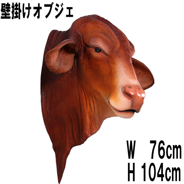 ドラフトマスター雄牛の頭部・壁掛け / Droughtmaster Bull Head - Wall  FRPアートオブジェ 【商品番号：m-fr150384】
