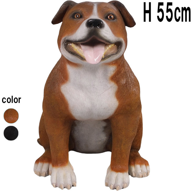 スタッフォードシャーブルテリア（スタッフィー）ブラウン / Staffordshire Bull Terrier  FRPアートオブジェ 【商品番号：m-fr170075BR】