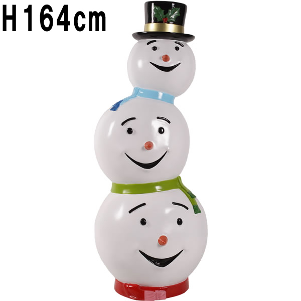 トリプルヘッドスノーマン Triple Headed Snowman FRPアートオブジェ 【商品番号：m-fr180229】