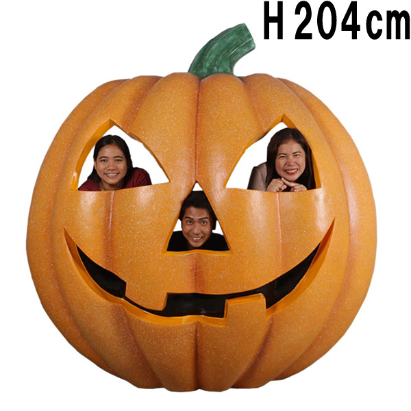 ハロウィンかぼちゃ フォトスポット Pumpkin- hoto-Op FRPアートオブジェ 【商品番号：m-fr190075】