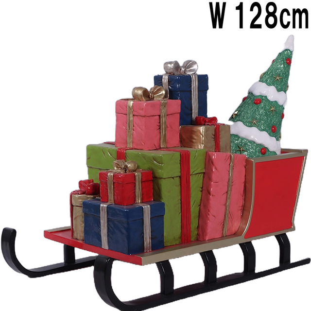 プレゼントいっぱいのソリ Sleigh with Gifts　FRPアートオブジェ 【商品番号：m-fr200174】