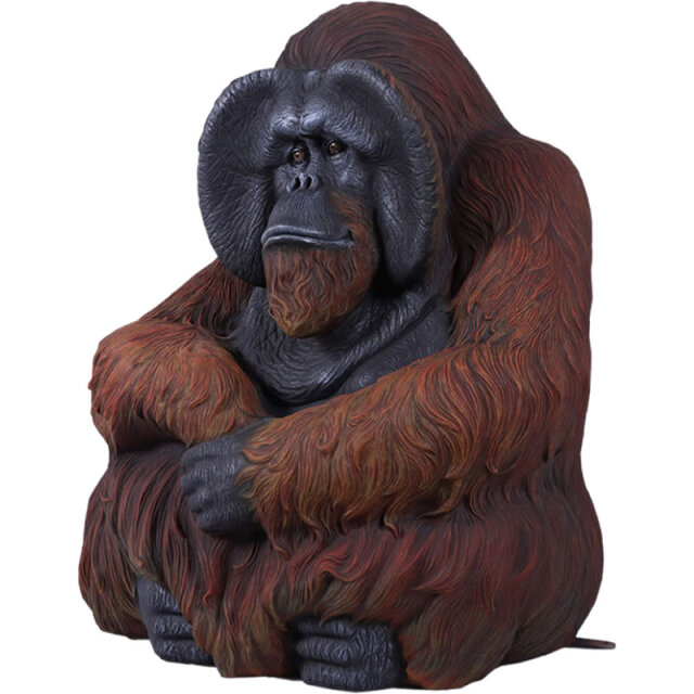座るオラウータン Sitting Orangutan FRPアートオブジェ【商品番号：m