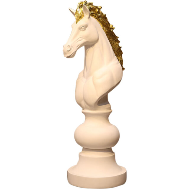 dada屋オリジナルチェス駒　ナイト&ポーン（塗装済） 等身大のチェス駒 騎士 ホワイト Chess knight 【商品番号：m-fr220120wh】