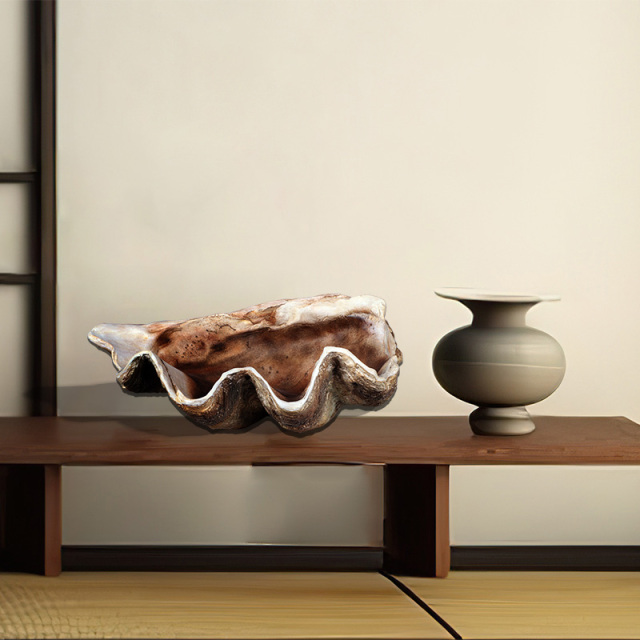 シャコ貝 Giant Clam Shell FRPアートオブジェ【商品番号：m-fr230049】