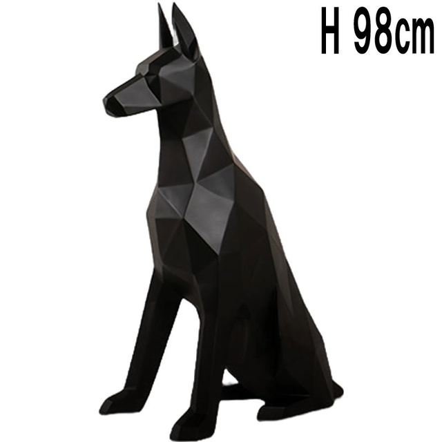 ポリゴンドーベルマン マットブラック / Doberman Faceta - MatteBlack  FRPアートオブジェ 【商品番号：m-fr230166】