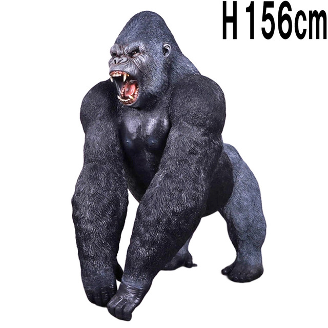 夜叉のように牙をむき出しにするゴリラ / "Larger than Life" Male Gorilla  FRPアートオブジェ 【商品番号：m-fr240118】