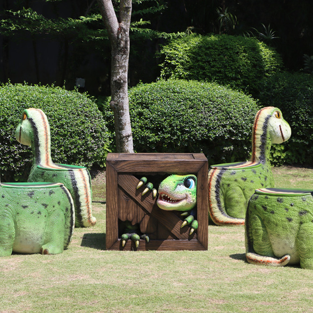 かくれんぼする恐竜 Peek-a-Boo Dinosaurs Table FRPアートオブジェ