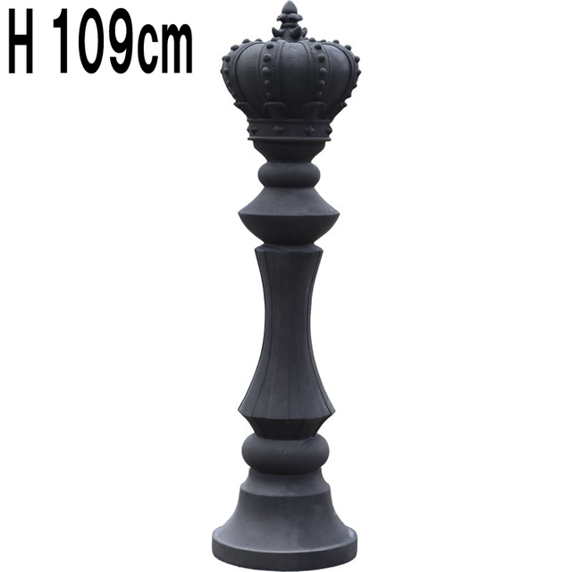 ストーン仕上げチェス王様キング-ブラック / Chess Piece - King (small)  FRPアートオブジェ 【商品番号：m-fr240139bk】