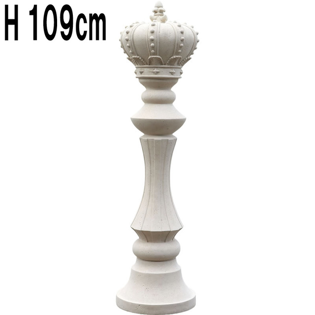ストーン仕上げチェス王様キング-ホワイト / Chess Piece - King (small)  FRPアートオブジェ 【商品番号：m-fr240139wh】