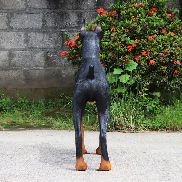 等身大 ドーベルマン 置物 80cm 犬　看板犬 ドーベルマン 置物 等身大 オブジェ FRP製 リアルな犬の像 ガーデン