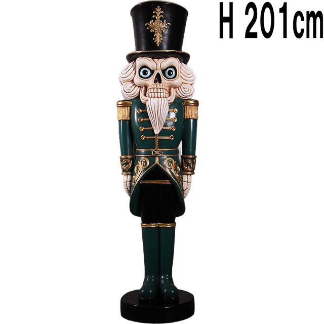 骸骨スケルトン くるみ割り人形 H198cm / Scary Skeleton Nutcracker 6.5ft  FRPアートオブジェ 【商品番号：m-fr250077】